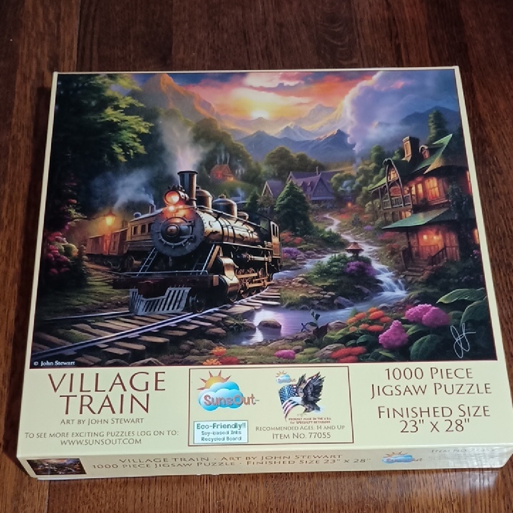 John Stewart Village Train Art 1000 Piece Puzzle (b235)